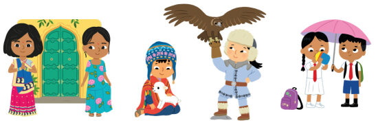 Enfants du monde, illustration pour livre documentaire. Editions Milan